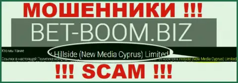 Юридическим лицом, владеющим мошенниками BetBoom Biz, является Hillside (New Media Cyprus) Limited