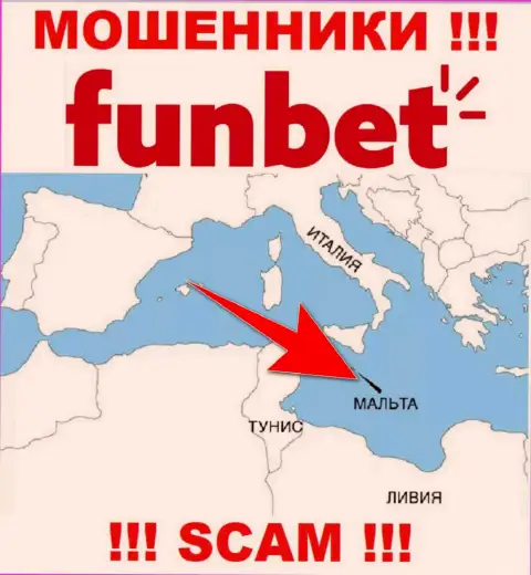 Организация Fun Bet - это internet мошенники, базируются на территории Мальта, а это офшорная зона