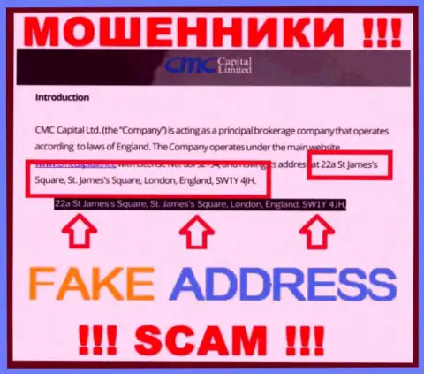 Представленный официальный адрес компании CMCCapital Net - это неправда !!! Будьте крайне бдительны, обманщики !!!