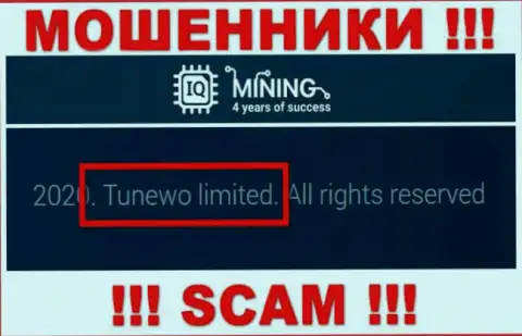 Мошенники IQ Mining сообщают, что именно Tunewo Limited владеет их разводняком