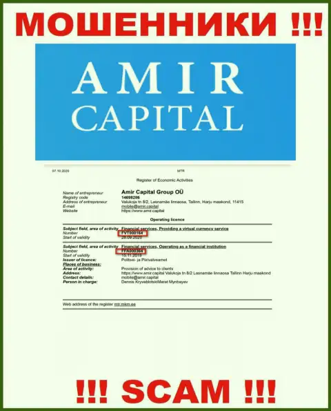 Амир Капитал Групп ОЮ публикуют на информационном портале номер лицензии, невзирая на этот факт умело обманывают лохов