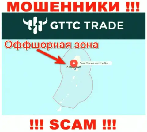 МОШЕННИКИ GTTCTrade имеют регистрацию очень далеко, а именно на территории - Saint Vincent and the Grenadines