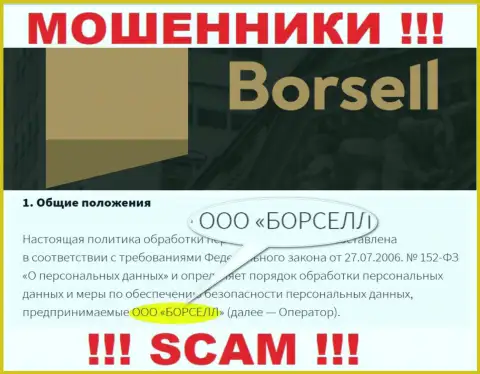 Шулера Borsell Ru принадлежат юр лицу - ООО БОРСЕЛЛ