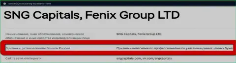 Жулики Fenix Group LTD внесены Центральным Банком Российской Федерации в черный список