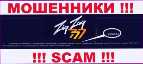 Организация ZigZag 777 - это мошенники, находятся на территории Curaçao, а это оффшор