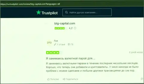 Игроки БТГ-Капитал Ком делятся точками зрения об указанном дилинговом центре на онлайн-ресурсе Trustpilot Com