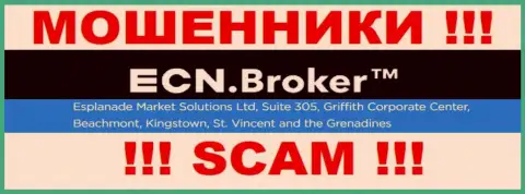 Мошенническая контора ECN Broker зарегистрирована в офшорной зоне по адресу: Сьюит 305, Корпоративный центр Гриффита, Бичмонт, Кингстаун, Сент-Винсент и Гренадины, будьте крайне внимательны