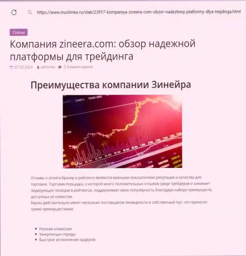 Достоинства дилинговой компании Zinnera Exchange перечислены в публикации на информационном ресурсе muslimka ru