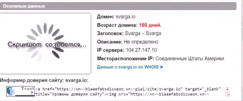 Возраст домена ФОРЕКС конторы Svarga, исходя из справочной информации, полученной на ресурсе довериевсети рф
