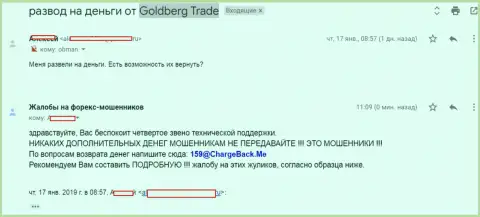 GoldbergTrade - это МОШЕННИК !!! Отзыв валютного трейдера указанного forex дилингового центра