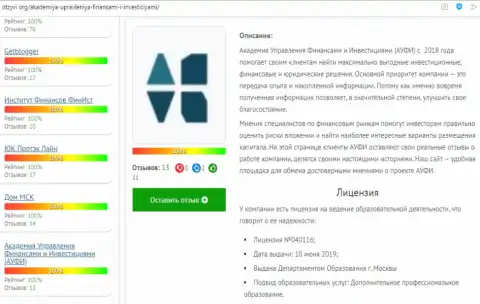 Мнение веб-сервиса otzyvi org о консалтинговой компании АУФИ