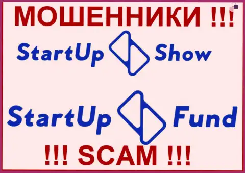 Сходство эмблем незаконно действующих контор StarTupShow Ltd и СтарТап Фонд очевидно